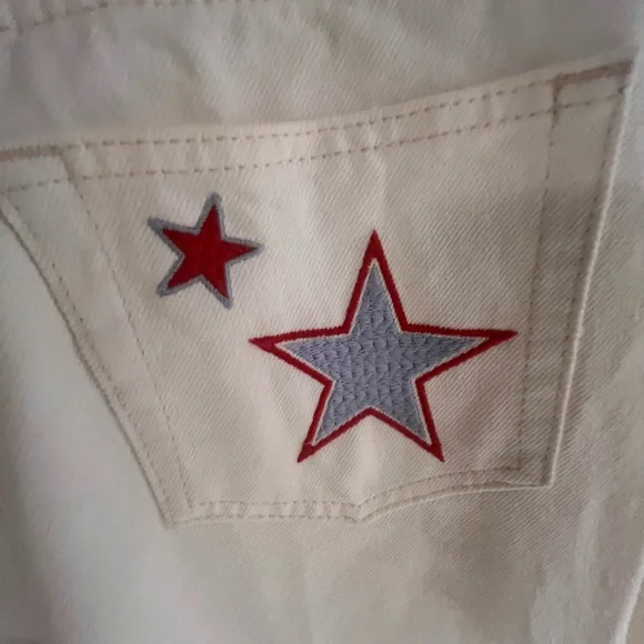 Reformation Hi Rise Wide Leg White Jeans with Stars NWT Size 24 - Picture 3 of 6